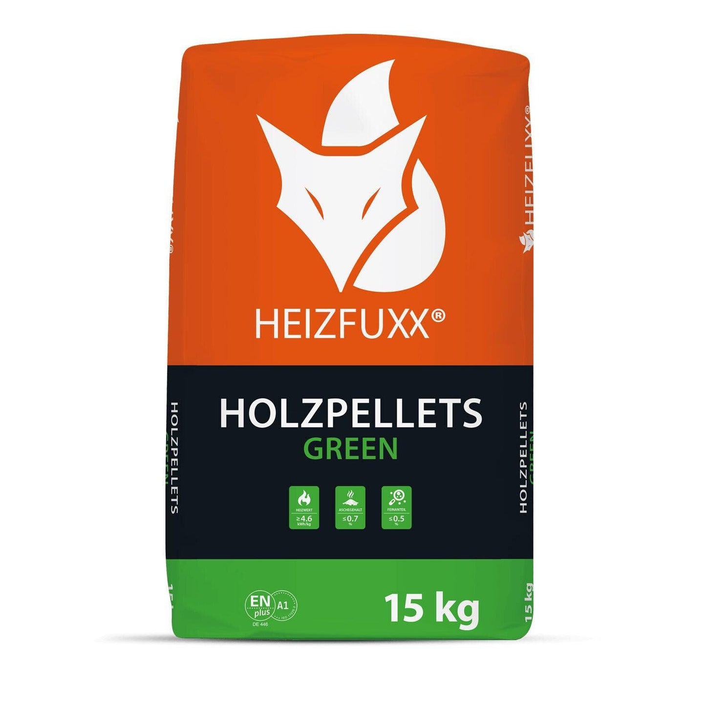 Heizfuxx Holzpellets Green 6mm 15kg x 20 Sack 300kg Palette - Brennstoffe-Neuber.shop