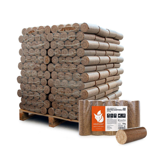 Paligo Heizfuxx Holzbriketts Hartholz Nielsen XL 10kg x 96 960kg Palette - Brennholz-Scheiffele.de - Ihre Anlaufstelle für hochwertiges Brennholz!