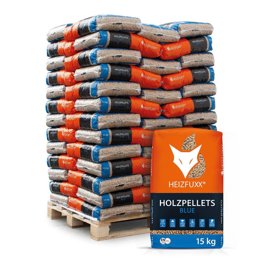 Paligo Heizfuxx Holzpellets Blue 15kg x 65 Sack 975kg Palette - Brennstoffe-Neuber.shop